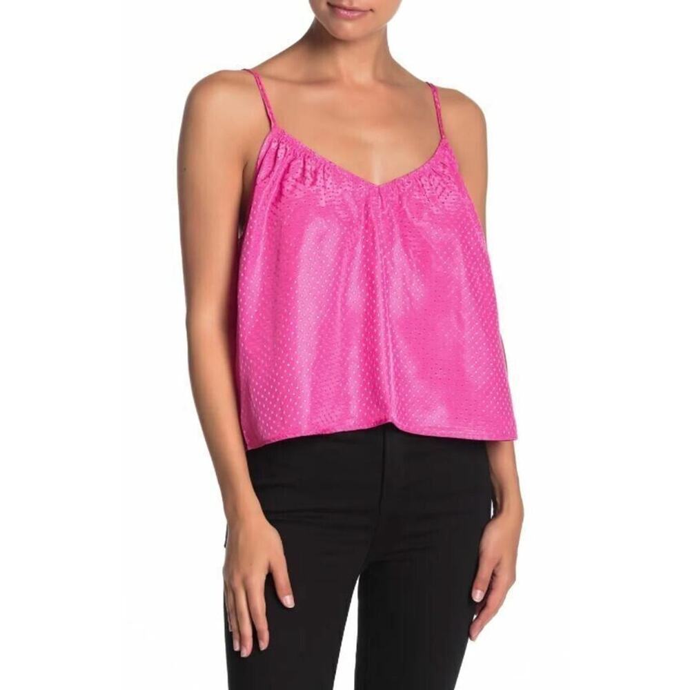 NSR Women's‎ Lisa Dotted Crop Tank Top Pink Medium MSRP $48